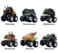 Brinquedos de carro de dinossauro para meninos - 6 Pack Crianças puxam para trás dinossauros