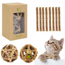 Brinquedos de Catnip Flyvyan - 12 Peças de Palitos e Bolas Naturais de Videira Prateada