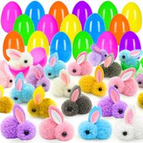 Brinquedos de coelhinho de pelúcia cheios de ovos de páscoa, pacote com 24 ZICZLI Brinquedos de coelhinho de pelúcia cheios de ovos de páscoa, pacote com 24 ZICZLI