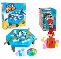 Brinquedos de Crianças 2 Jogos Barril do Pirata Mini +Derruba Pinguim Tabuleiro - zein