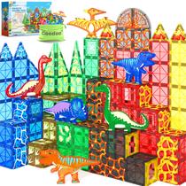 Brinquedos de dinossauro com azulejos magnéticos, 102 unidades com 8 dinossauros - Coodoo