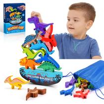 Brinquedos de dinossauro IPOURUP Wooden Stacking Montessori 3-7 anos
