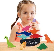 Brinquedos de dinossauro para crianças de 3 a 5 anos Presentes para meninos Brinquedos de dinossauro empilháveis de madeira para crianças de 2 anos de idade Brinquedos empilháveis Presentes para meninas de 2 3 4 5 anos Brinquedos Montessori para 2 an