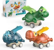 Brinquedos de dinossauro para meninos de 1 a 4 anos, carros de brinquedo Press and Go para meninos, brinquedos infantis de 2 a 4 anos, veículos puxados para trás para crianças, brinquedos fofos de dinossauro para meninos de 1 a 4 anos, presentes para m