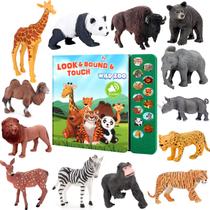 Brinquedos de figuras de animais Tudoccy Safari 13 realistas com livro de som