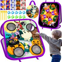 Brinquedos de jogo Bean Bag Toss para crianças, dobráveis de dupla face, Cornhole Board, jogo de dardos, quintal, praia, brinquedos ao ar livre, brinquedos externos de aniversário para meninos e meninas, de 3 a 4, 5, 6, 7 8 (Halloween)