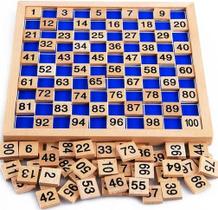 Brinquedos de madeira Hundred Board Montessori 1-100 com bolsa de armazenamento