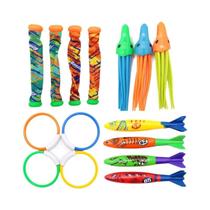 Brinquedos de Mergulho Infantil para Piscina - Kit Caça ao Tesouro com Anel de Água Brinquedos de Mergulho Infantil para Piscina - Kit Caça ao Tesouro com Anel de Água