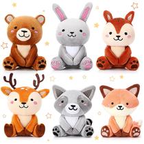 Brinquedos de pelúcia Aoriher Woodland Animals de 10 cm com chaveiro, 6 peças