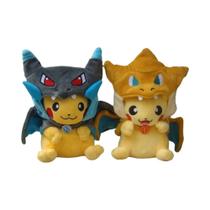 Brinquedos De Pelúcia Mega Brilhantes Charizard Pikachu 4PCS Cosplay Pokemon Boneco De Pelúcia Com