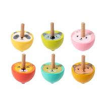 Brinquedos De Pião De Madeira Coloridos 6 Peças Montessori Fidget Gyro Presentes De Aniversário Para