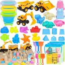Brinquedos de praia FHOZGECY Sand Toys com 3 caminhões, 3 baldes de praia, 35 unidades