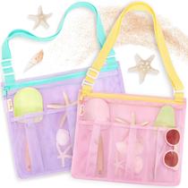 Brinquedos de praia Mesh Beach Bags Tagitary para crianças rosa/roxo Brinquedos de praia Mesh Beach Bags Tagitary para crianças rosa/roxo