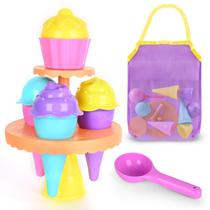Brinquedos de praia SupMLC Ice Cream Sand Toys para crianças com bolsa, 14 unidades
