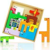 Brinquedos de quebra-cabeça de madeira Conjunto de animais 3D para crianças Blocos educacionais de aprendizagem colorida Stack Shapes Brain Teasers Pré-escolar Chunky Montessori Toy Games Brinquedos de quebra-cabeça de madeira Conjunto de animais 3D para crianças Blocos educacionais de aprendizagem colorida Stack Shapes Brain Teasers Pré-escolar Chunky Montessori Toy Games
