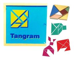 Brinquedos Educativo Pedagógico Tangram Em Madeira 70 Peças