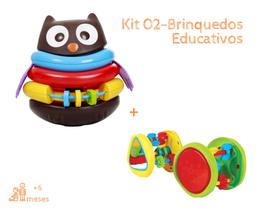 Brinquedos educativos corujinha empilhável+cilindro didático - maral