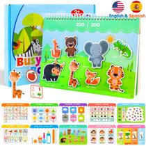 Brinquedos educativos de aprendizagem, livro Montessori em espanhol e inglês