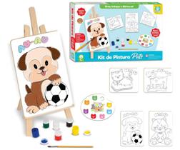 Brinquedos Educativos Kit Pintura Infantil Madeira com Cavalete Tintas e Pincel Nig Brinquedos Educativos Kit Pintura Infantil Madeira com Cavalete Tintas e Pincel Nig