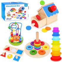 Brinquedos educativos KMTJT Montessori para crianças maiores de 1 ano com copos empilháveis, caixa de permanência de objetos, labirinto de miçangas, quebra-cabeça de espelhos e muito mais Brinquedos educativos KMTJT Montessori para crianças maiores de 1 ano com copos empilháveis, caixa de permanência de objetos, labirinto de miçangas, quebra-cabeça de espelhos e muito mais
