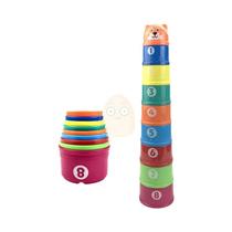 Brinquedos Educativos para Bebê - Copinhos Empilháveis para Banho - Aprendizado de Cores e Números