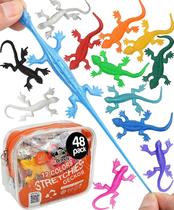 Brinquedos elásticos Lizard UpBrands, pacote de 48, 12 cores para crianças