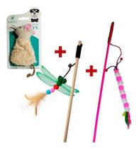 Brinquedos Gatos Kit Varinha Inseto E Cat Nip Ratinho Catnip