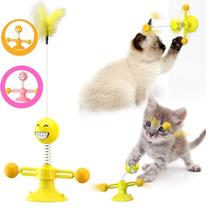Brinquedos Giratório Interativo Gatos Pet Bolinha Pena Anti Estresse