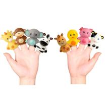 Brinquedos Infantil para bebê Kit Dedoches Amiguinhos da Fazenda e Selva