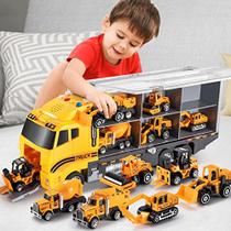 Brinquedos infantis TEMI para meninos de 3, 4 5 6 anos, brinquedos de construção fundidos, conjunto de brinquedos para veículos com tapete de brincar, brinquedos infantis, caminhão, liga de metal, brinquedos para carros de 3 a 9 anos, crianças, menin