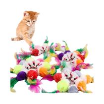 Brinquedos Interativos De Pelúcia Coloridos Com Penas Para Gatos, Ratos De Brinquedo Fofos Para
