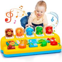 Brinquedos interativos para animais pop-up Hieoby com música e luz de 1 a 2 anos