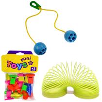 Brinquedos Lembrancinha 20 Apitos + 3 Mola Maluca + 3 Bate Beg Bag Bate Bate