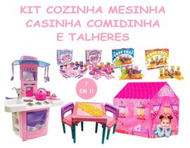 Brinquedos Meninas Casa Barraca Rosa + Cozinha Comidas Mesa - Big Star Brinquedos