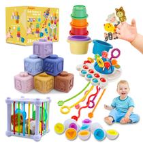 Brinquedos Montessori Awopro 6 em 1 (28 Peças) - Bebês de 6 a 12 Meses