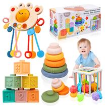 Brinquedos Montessori OUWANCH 4 em 1 para bebês de 6 a 12 meses Brinquedos Montessori OUWANCH 4 em 1 para bebês de 6 a 12 meses