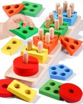 Brinquedos Montessori Paztkoo para meninos e meninas de 1 a 3 anos, madeira