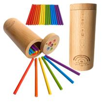 Brinquedos Montessori Sticks T and Me para crianças de 1 a 3 anos com bolsa