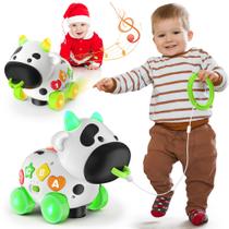 Brinquedos musicais de vaca para menino de 1 ano ou mais, brinquedo bilíngue para bebês de 6 a 12 a 18 meses, brinquedos para meninos de 1 ano, presente para menina de 1 ano, brinquedo didático para crianças de 1 a 2 anos, presente de primeiro aniversário de Natal Brinquedos musicais de vaca para menino de 1 ano ou mais, brinquedo bilíngue para bebês de 6 a 12 a 18 meses, brinquedos para meninos de 1 ano, presente para menina de 1 ano, brinquedo didático para crianças de 1 a 2 anos, presente de primeiro aniversário de Natal