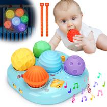 Brinquedos musicais Light Up para bebês Baby Ball Sensory Montessori Brinquedos montessori para bebês de 6 a 12 a 18 meses, auxílio tátil para sono, tempo de barriga, chupeta motora fina para bebês de 1 a 2 anos, presente para menino e menina