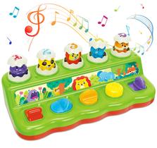Brinquedos musicais pop-up de causa e efeito para bebês de 6 a 12 m Ellinjan
