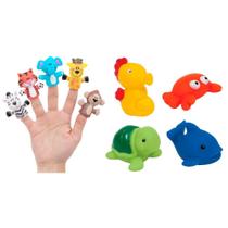 Brinquedos para Banho do bebê Dedoches Safari com Bichos do Mar Infantil - Buba