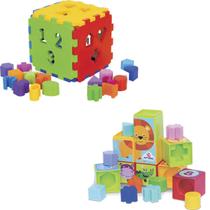 Brinquedos Para Bebês Cubo + Cubinhos 5 Em 1