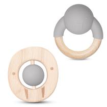 Brinquedos para bebês LITTLE RAWR Silicone Wooden Rattle 0-16 meses Brinquedos para bebês LITTLE RAWR Silicone Wooden Rattle 0-16 meses