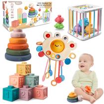 Brinquedos para bebês Wuzhineisn Montessori de 6 a 18 meses com mordedor e lixeira Brinquedos para bebês Wuzhineisn Montessori de 6 a 18 meses com mordedor e lixeira