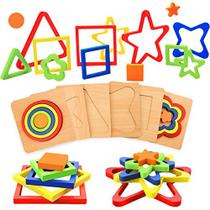 Brinquedos para brinquedos infantis de 1 ano de idade Crianças idades 1-2, Montessori Forma Tipo de Quebra-Cabeça para Crianças 1-3 Bebê Criança Pré-Escola Pré-Escolar Madeira Sensorial Tronco Educativo Brinquedos de Aprendizagem Para Mais de 1 Ano - BigShu