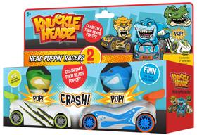 Brinquedos para carros de corrida Knuckle Headz, pacote com 2, dinossauro vermelho e tubarão vermelho