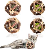 Brinquedos para gatos QUVOVID Catnip Ball Toys Silvervine Stick, pacotes com 4 pacotes