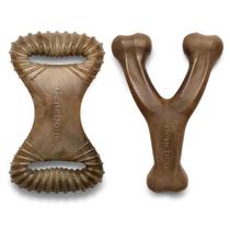 Brinquedos para mastigar para cães Benebone Wishbone/Dental Durable, pacote com 2 unidades médias