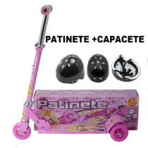 Brinquedos Para Meninas Patinete Rosa 3 Rodinhas E Capacete - DM Toys